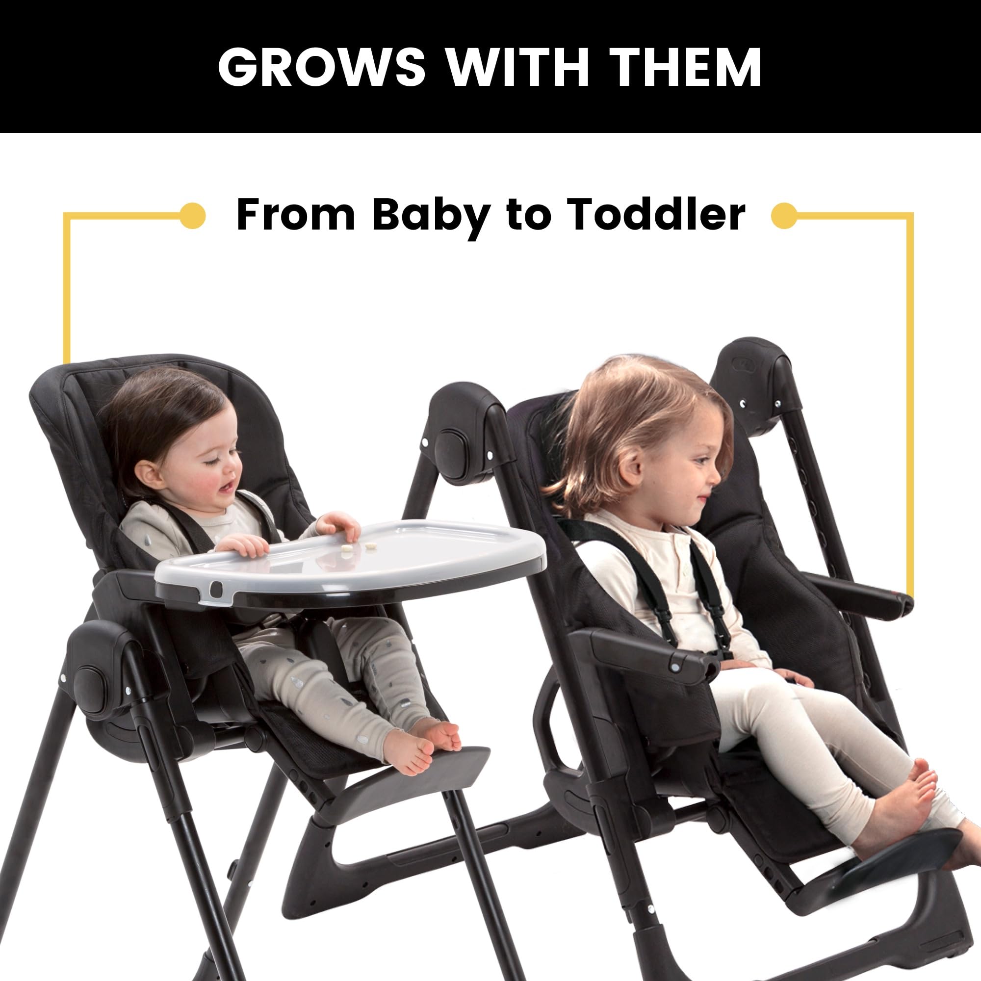 Convertible 2-in-1 High Chair with Adjustable Height and Recline
