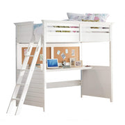 Acme Lacey Wooden Frame Twin Loft Bed with Desk in White
