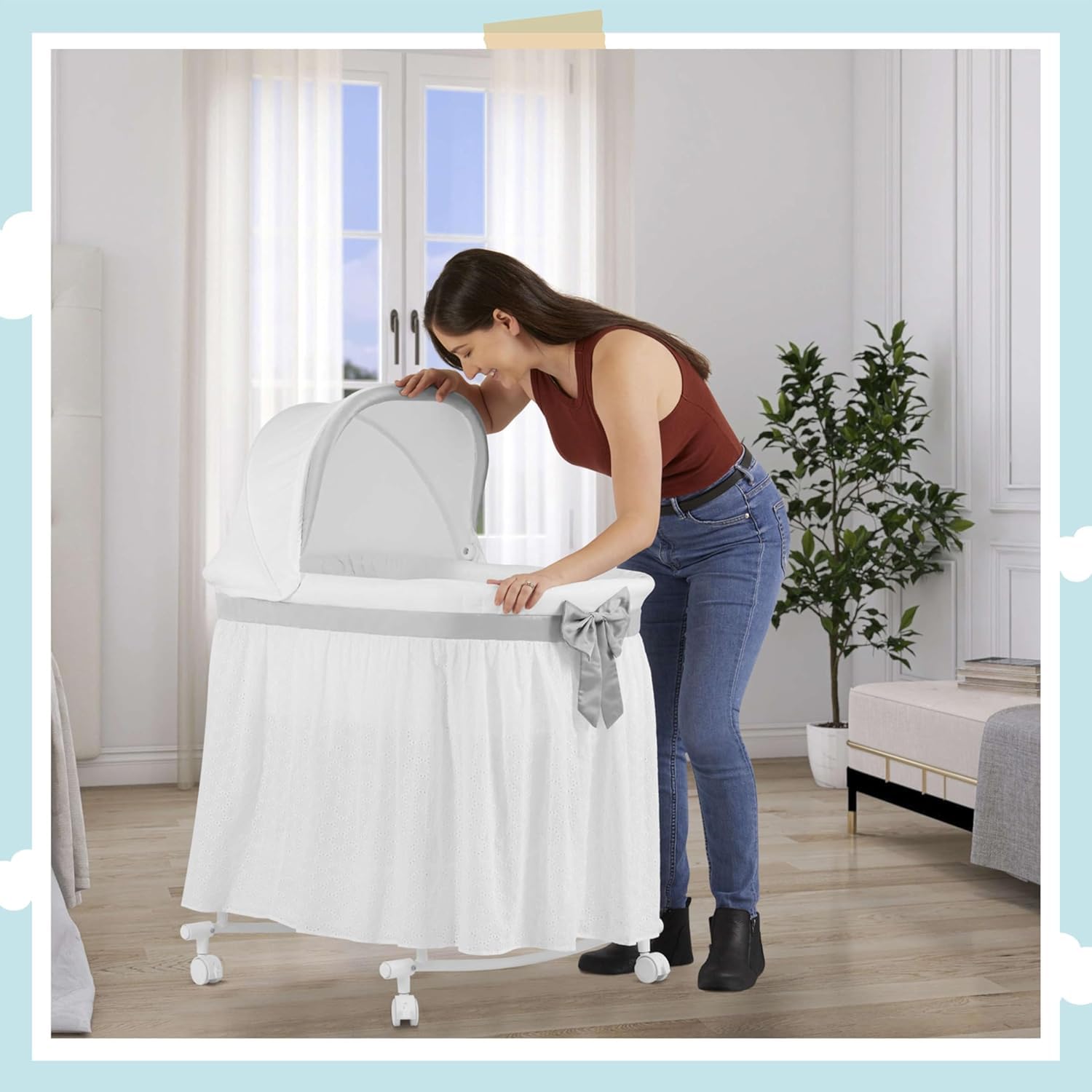 2-in-1 Convertible Baby Bassinet with Rocking Mode