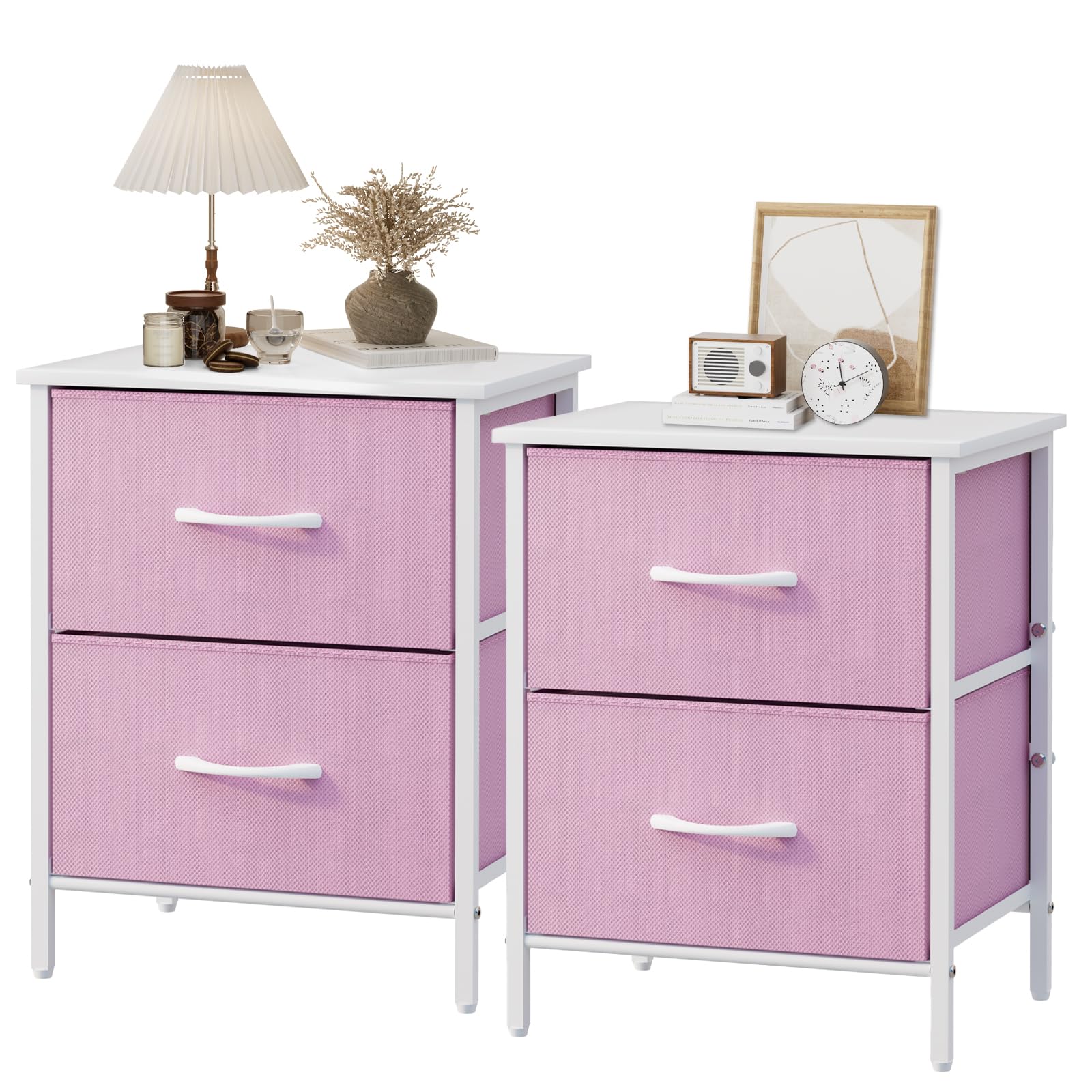 Nightstand Set of 2, Kids Dresser with 2 Drawers