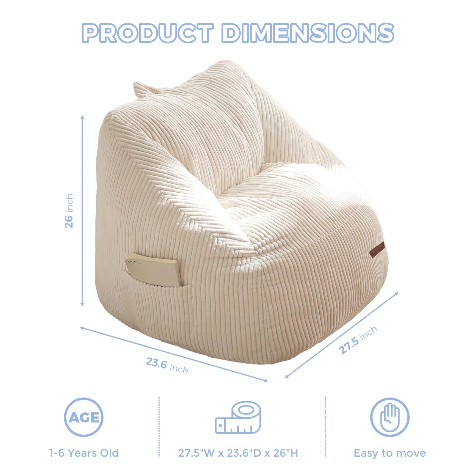 Kids Bean Bag Chair with Handle