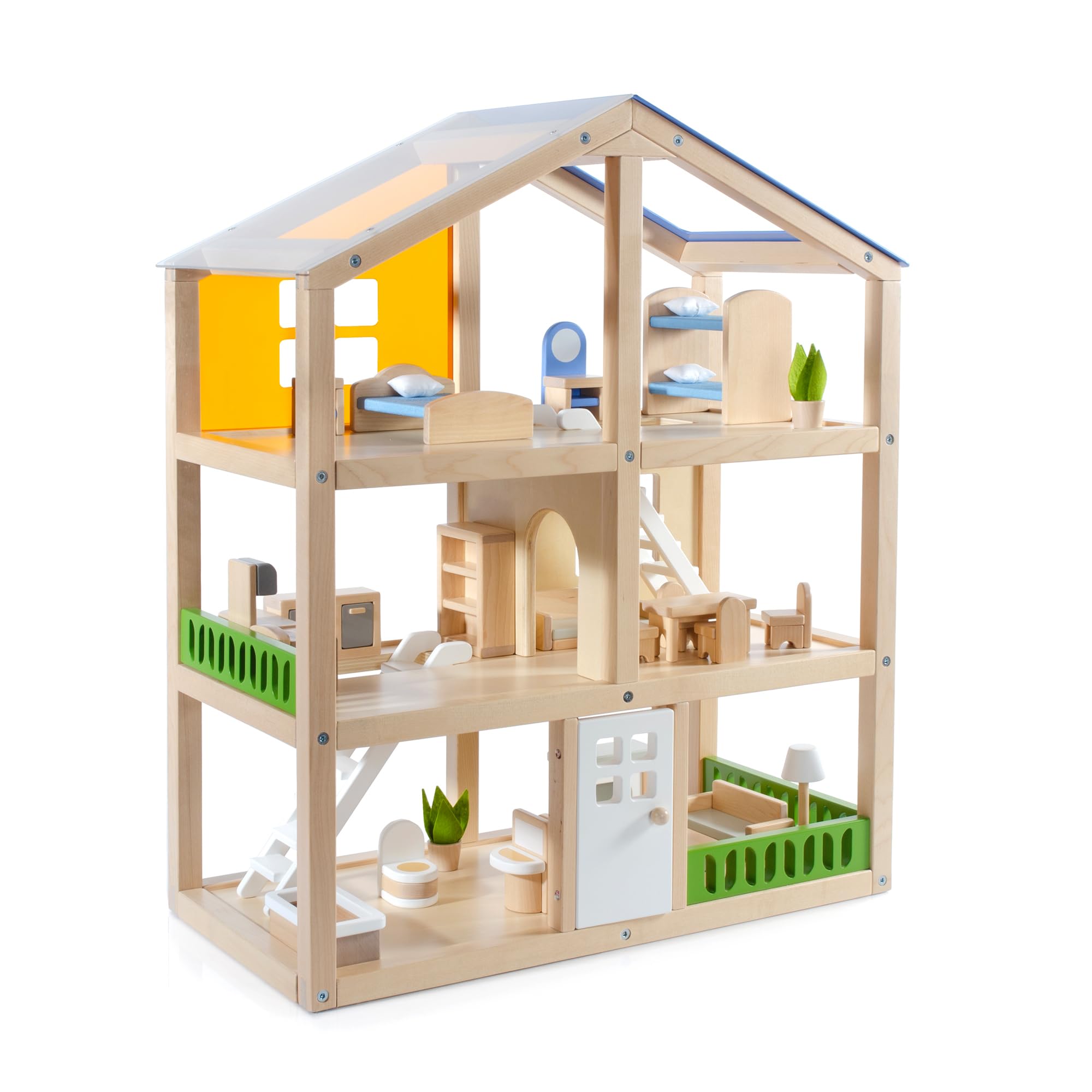 Modern Home Multi-Floor Dollhouse - Kids Educational Toy Play House, Large