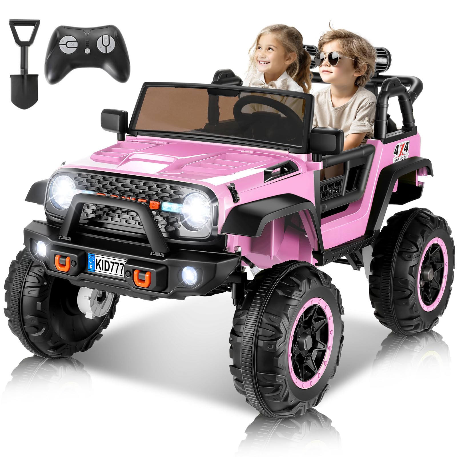 24 Volt Ride On Car with Remote Control, 2WD/4WD Switchable 2 Seater