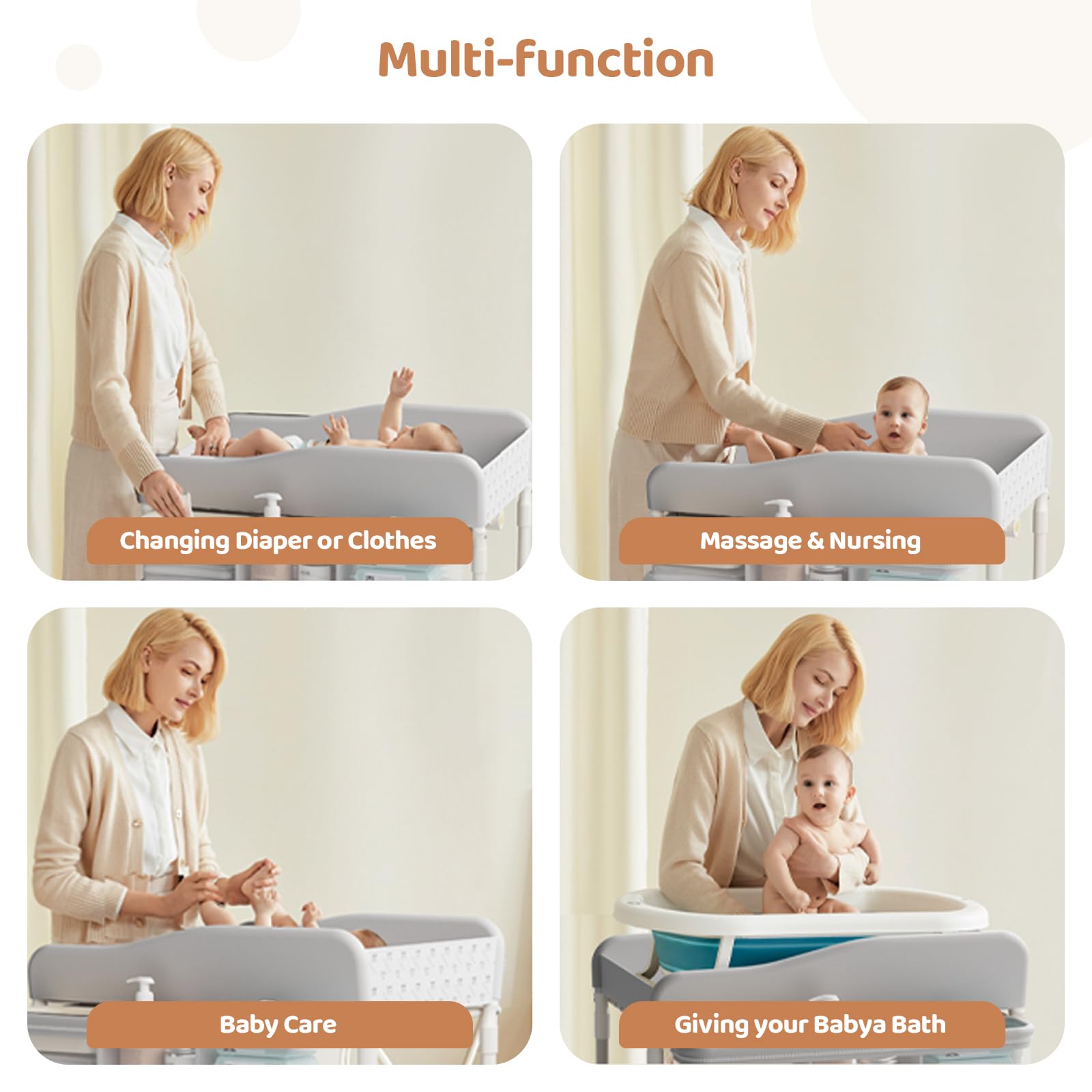 Folding Baby Changing Table with Adjustable Height
