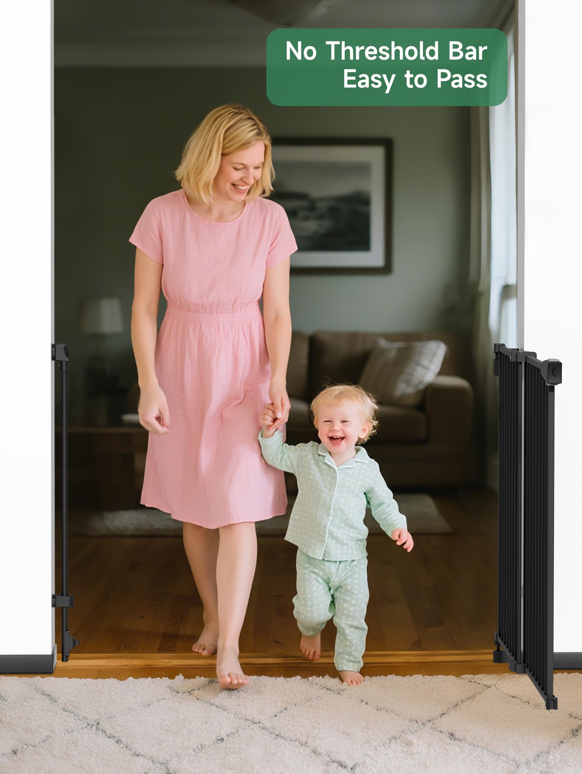 Extra-Wide Freestanding Pet Gate with Auto-Close Door - 5 Panels