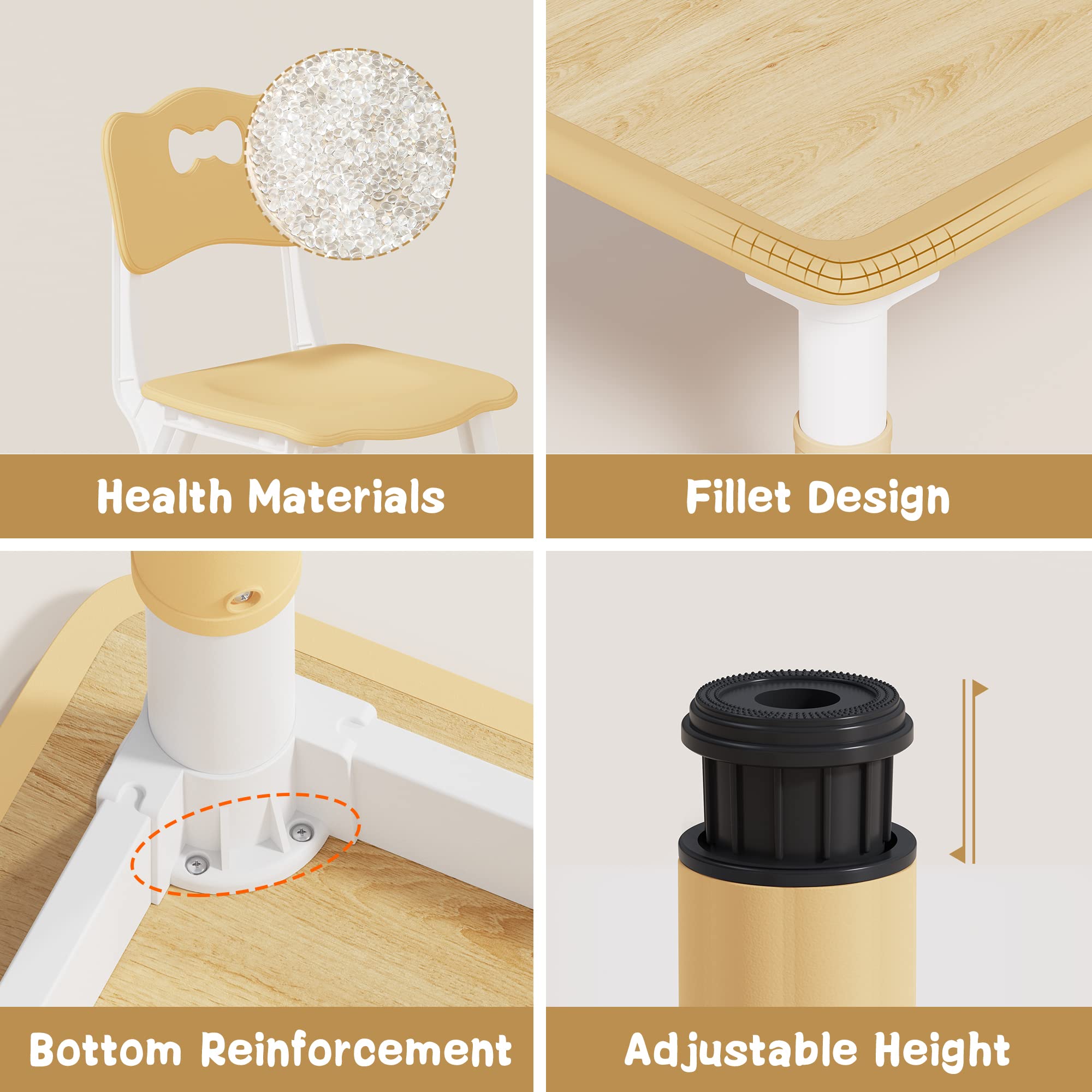 Height Adjustable Kids Table and 6 Chairs Set