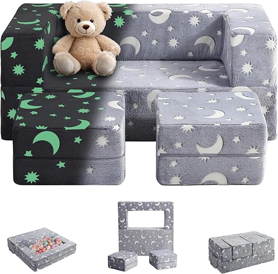 Glow in The Dark Modular Explore Sofa for Toddler 3 in 1 Fold Out Sofa