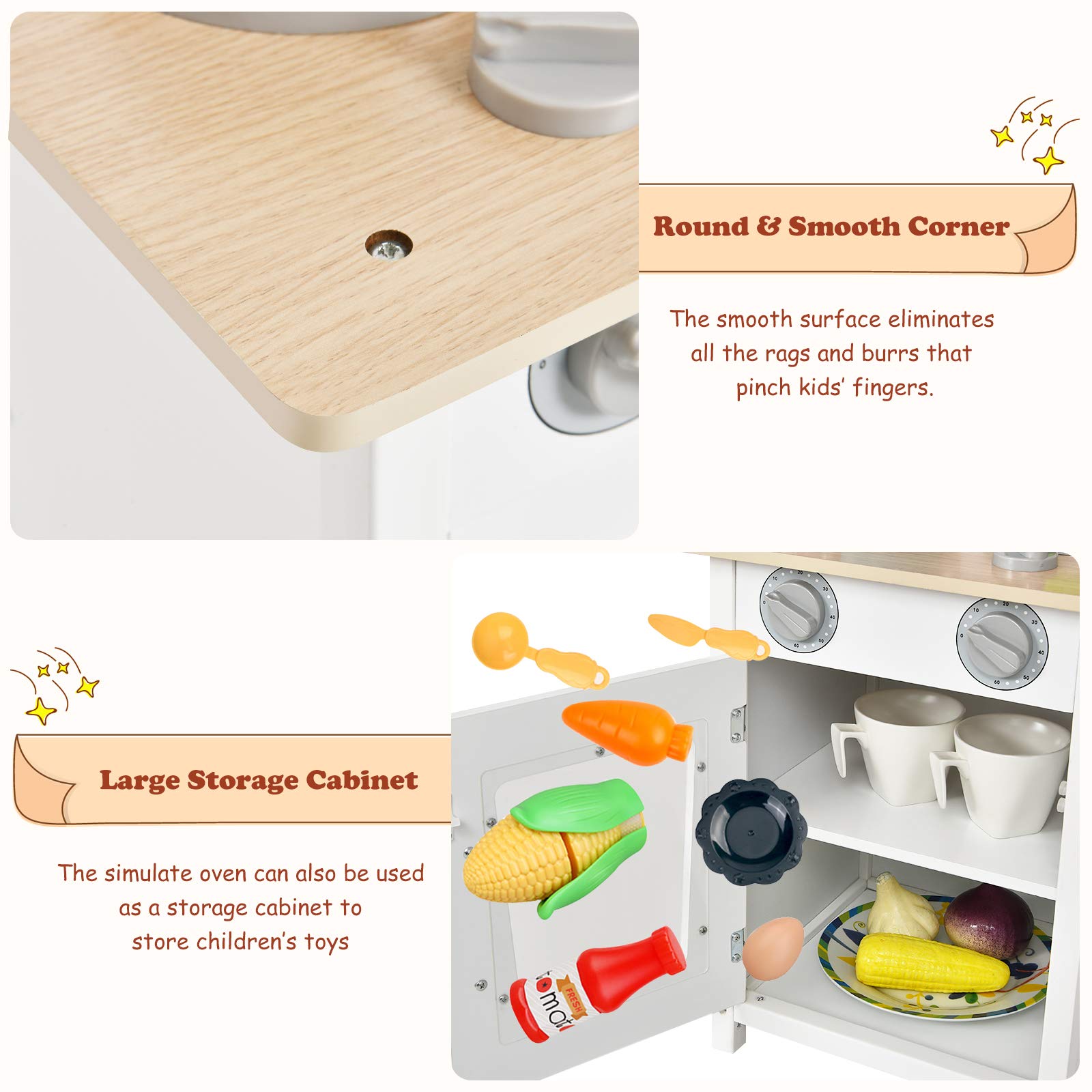 Wooden Kids Kitchen Playset with Sink and Stove