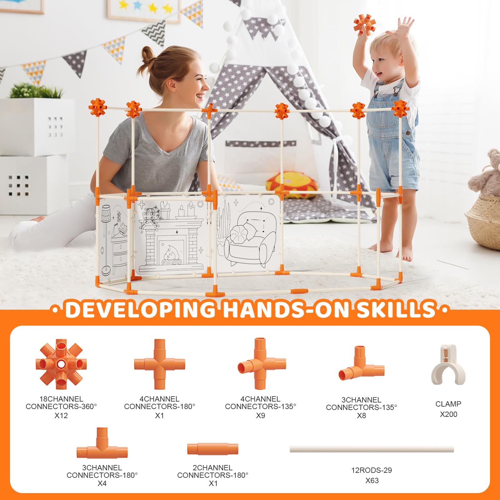Customizable Cardboard Fort Building Kit for Kids