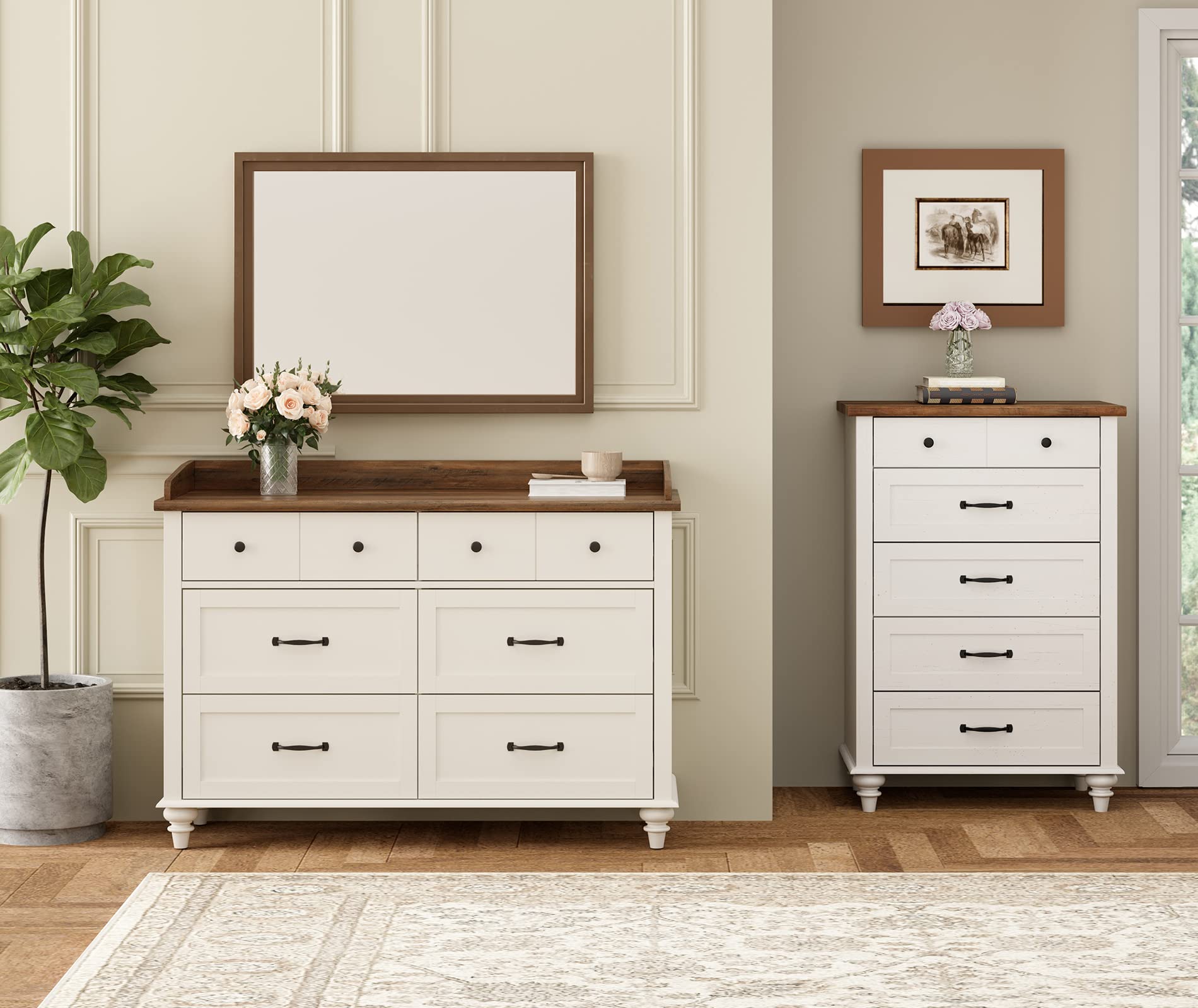 Dresser for Bedroom Set of 2, 1 Dresser for Kids Bedroom with 6 Drawers,