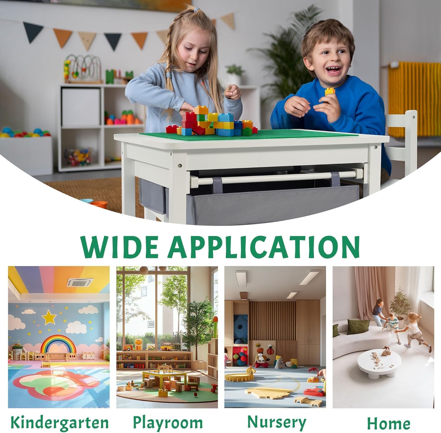 2-in-1 Kids Construction Play Table with 2 Chairs