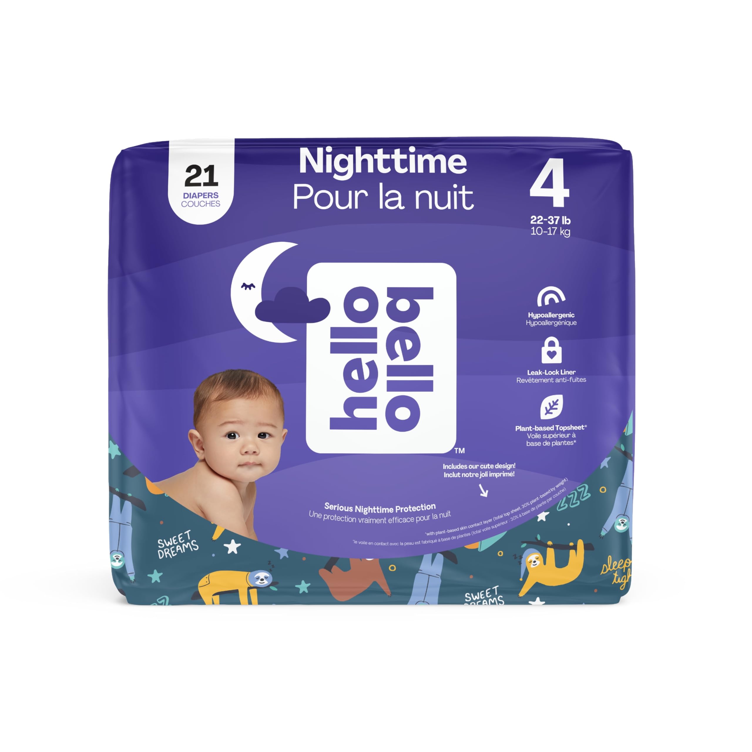 Nighttime Baby Diapers, Size 4, Ultra Absorbent and Hypoallergenic for Overnight Diapers
