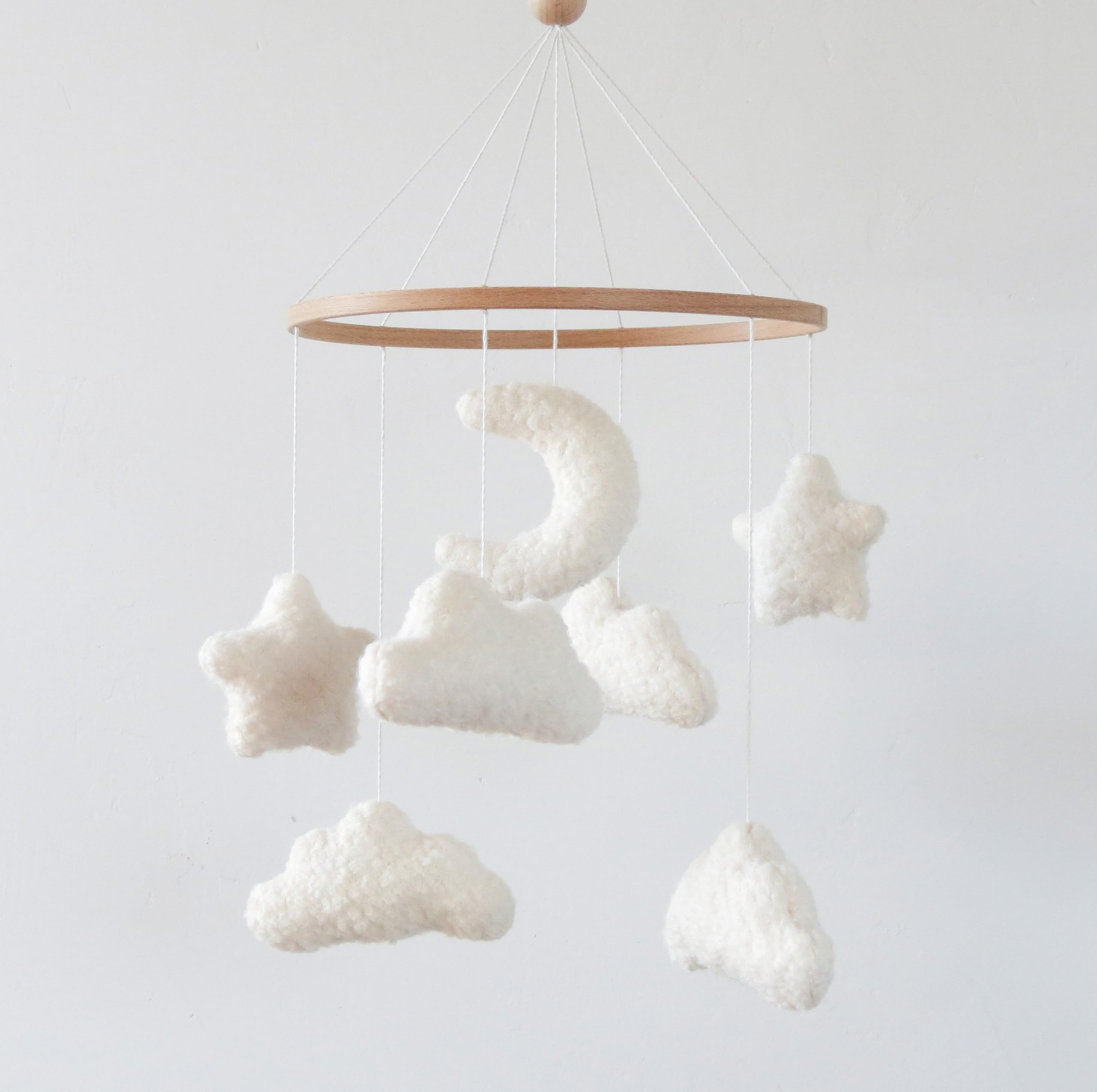 Mobile Baby Mobile for Crib Neutral Boho Moon and Clouds Mobile