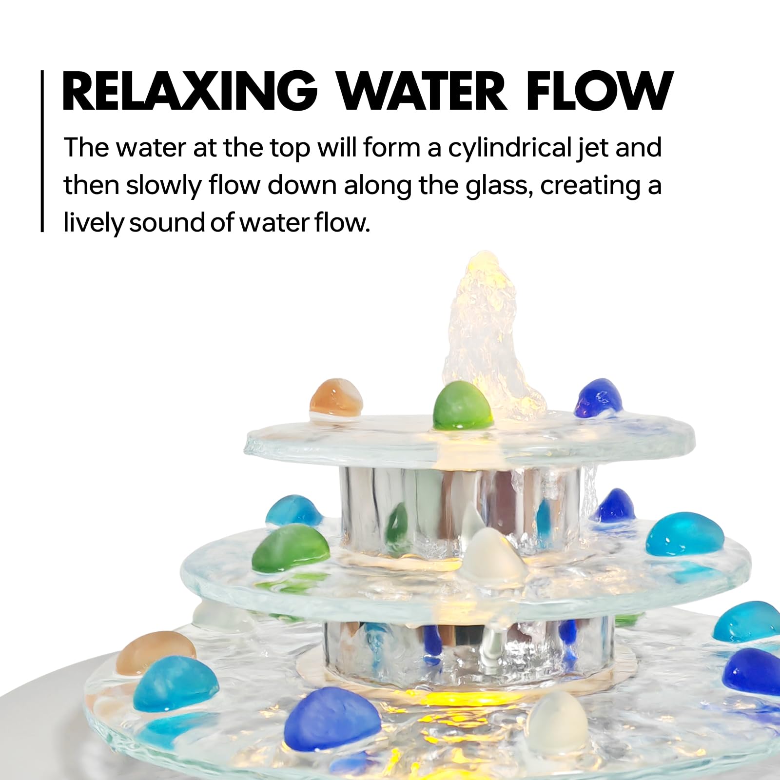 3-Tier Indoor Tabletop Waterfall Fountain with LED Lights
