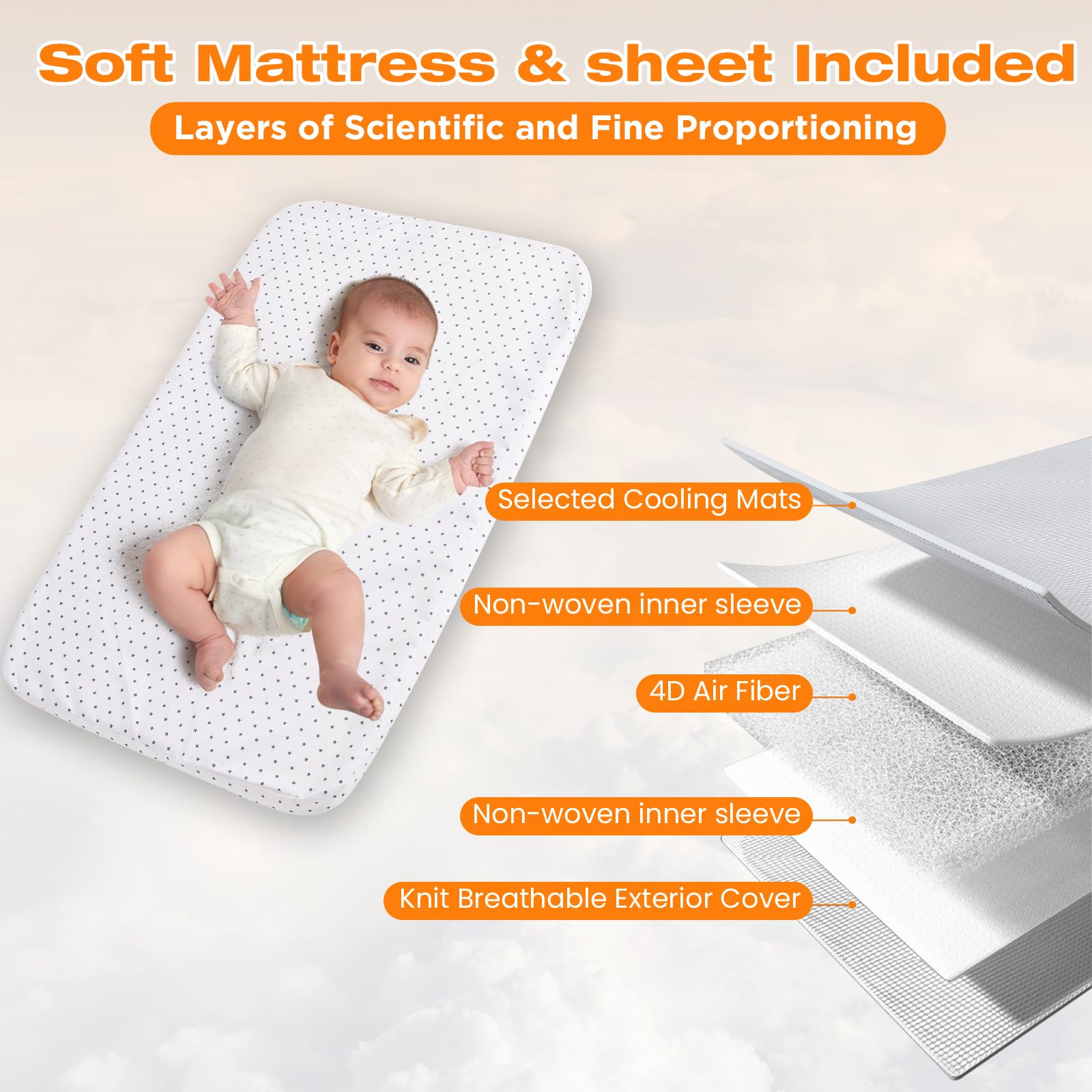 4-in-1 Rocking Bassinet with Adjustable Height