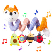 Car Seat Toys, Infant Baby Orange Fox Spiral Plush Activity Hanging Toys