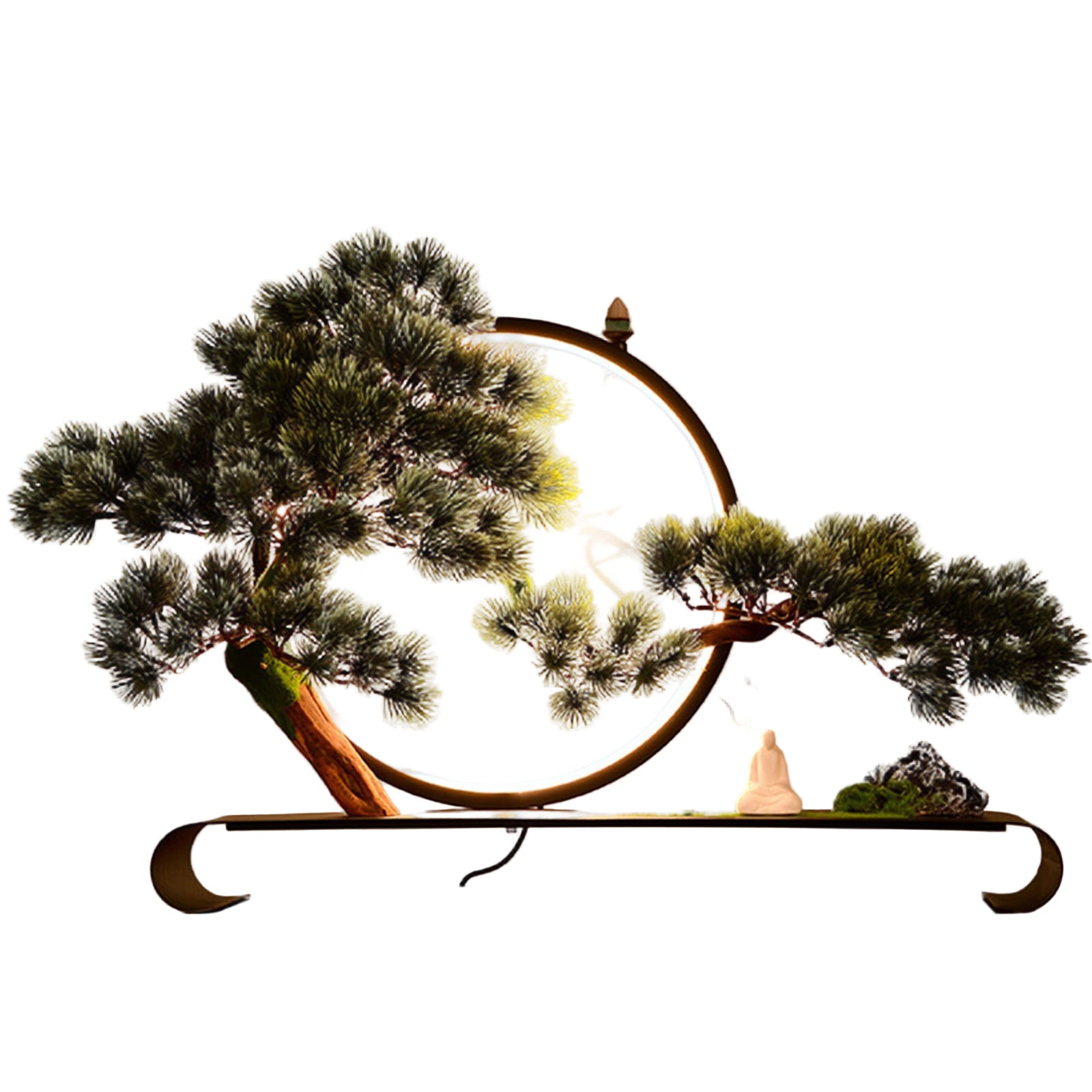 Tree with Lamp Rings, Realistic Simulation Bonsai, Welcome Pine