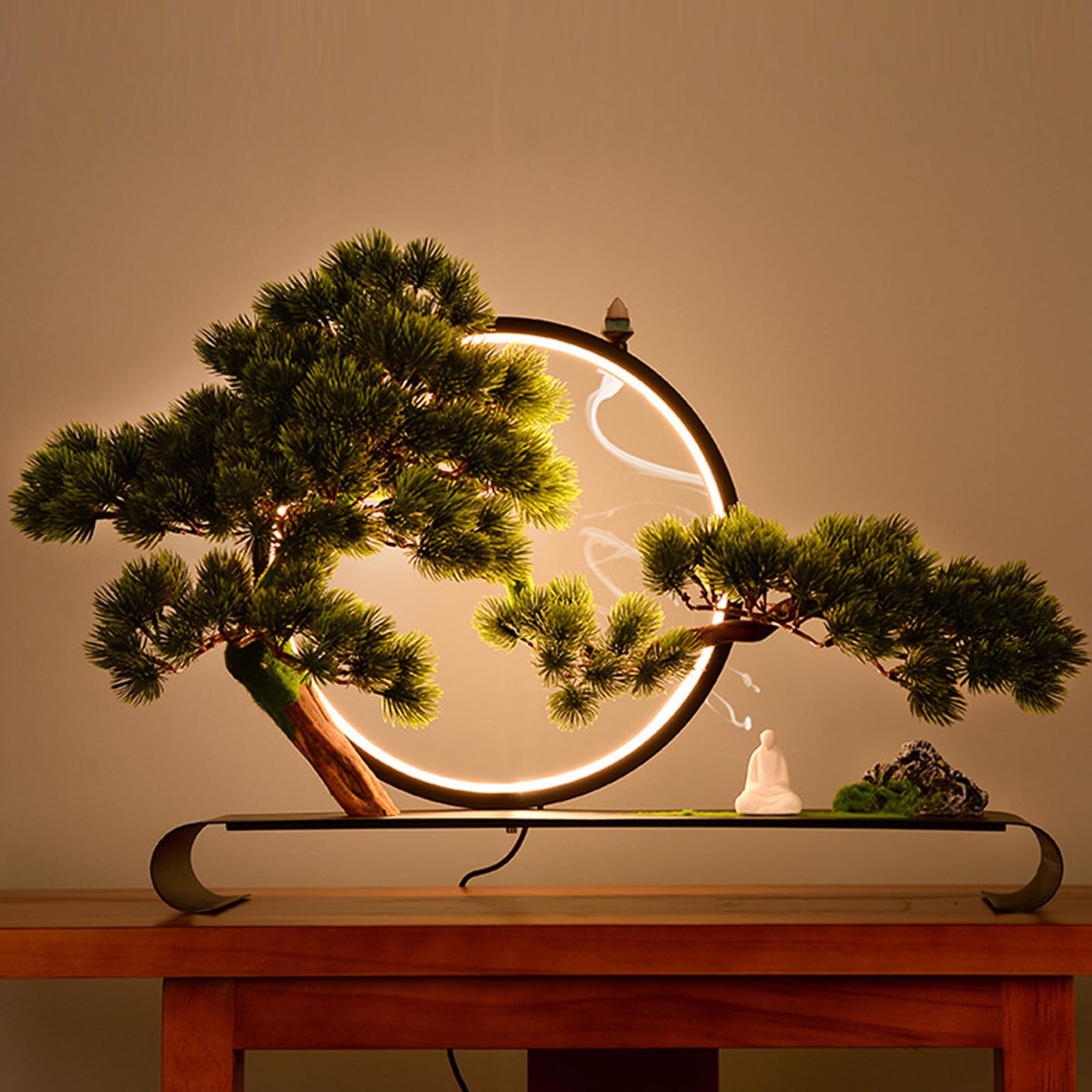 LED Bonsai Tree with Lamp Ring and Backflow Incense Holder