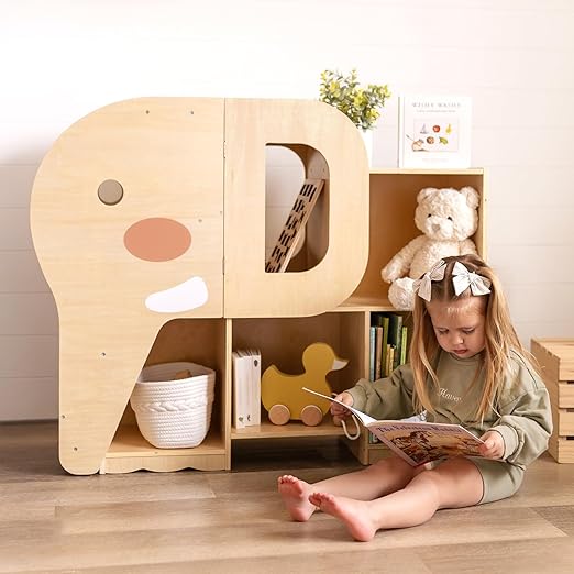 Montessori Bookshelf and Toy Storage Organizer, 2-Tier Horizontal Bookshelf