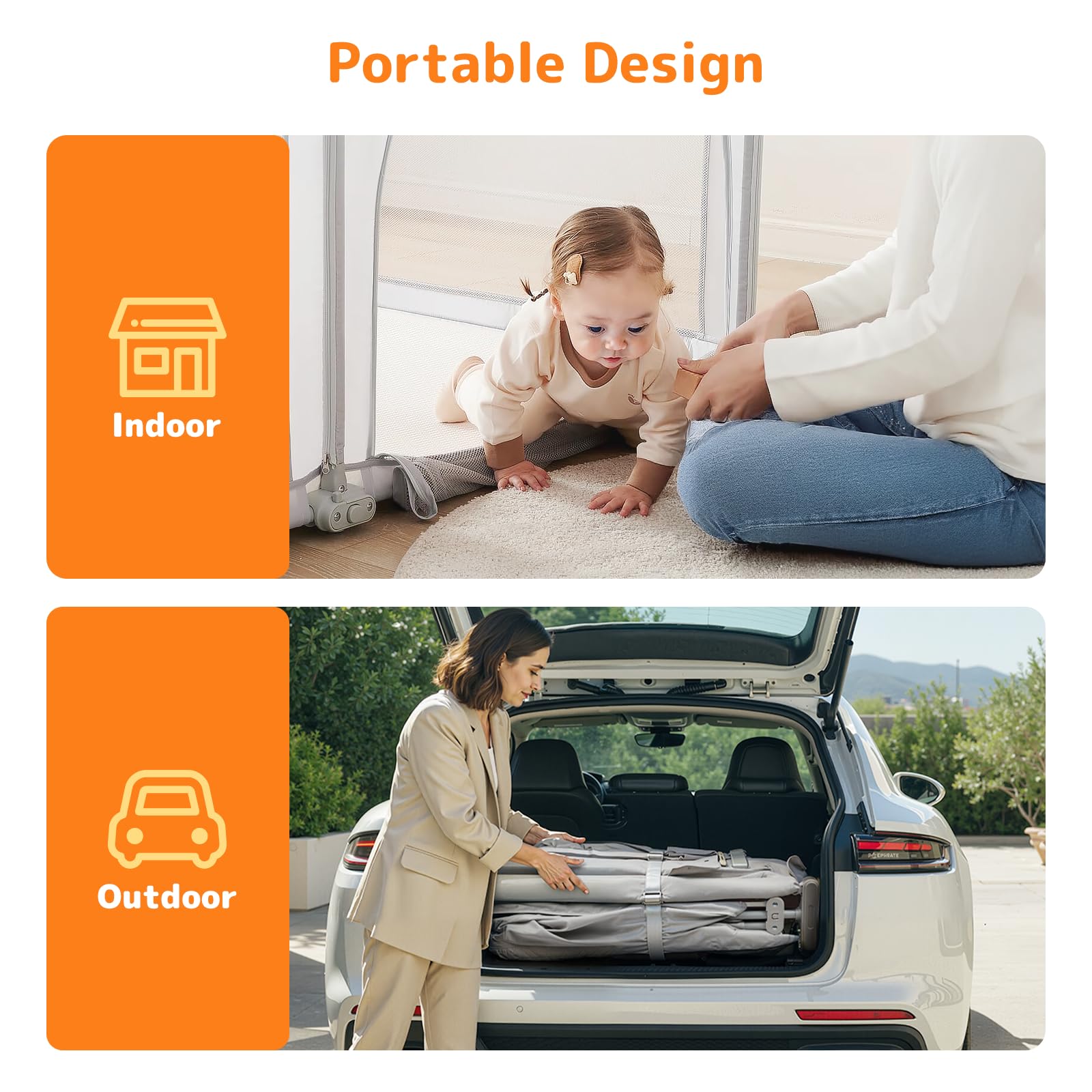 Foldable Baby Playpen with Mat 71x59