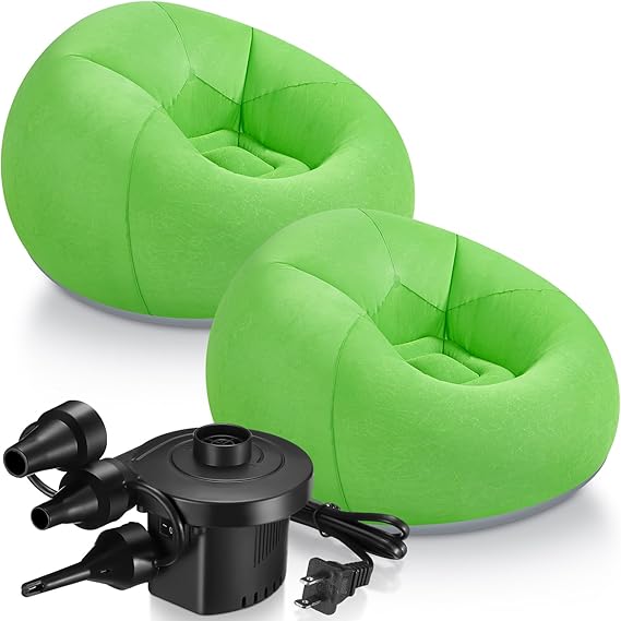 2 Pcs Inflatable Bean Bag Chairs with Electric Air Pump