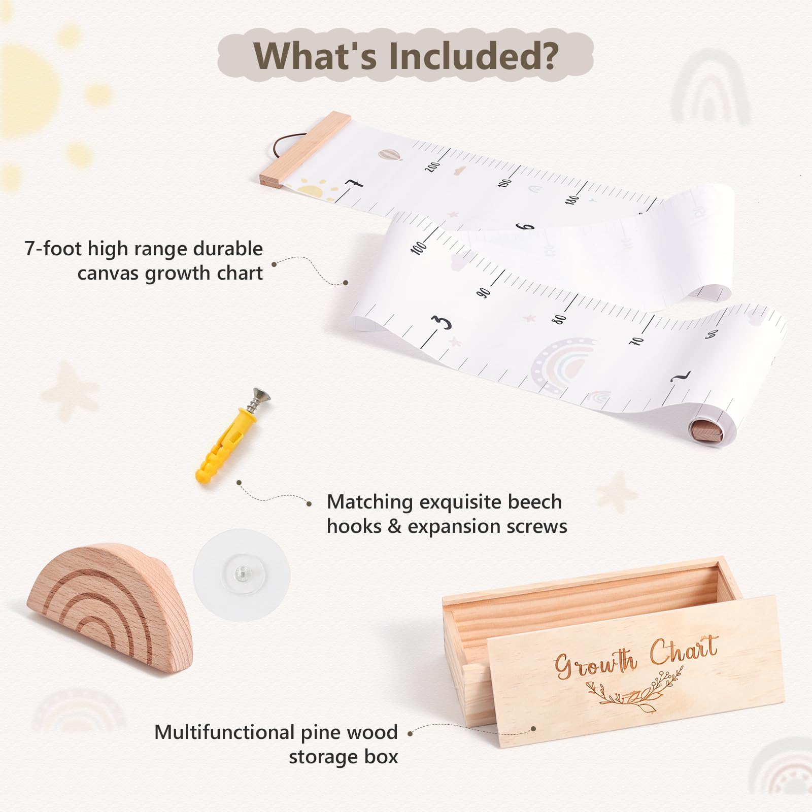 Growth Chart for Wall with Keepsake Box and Hook