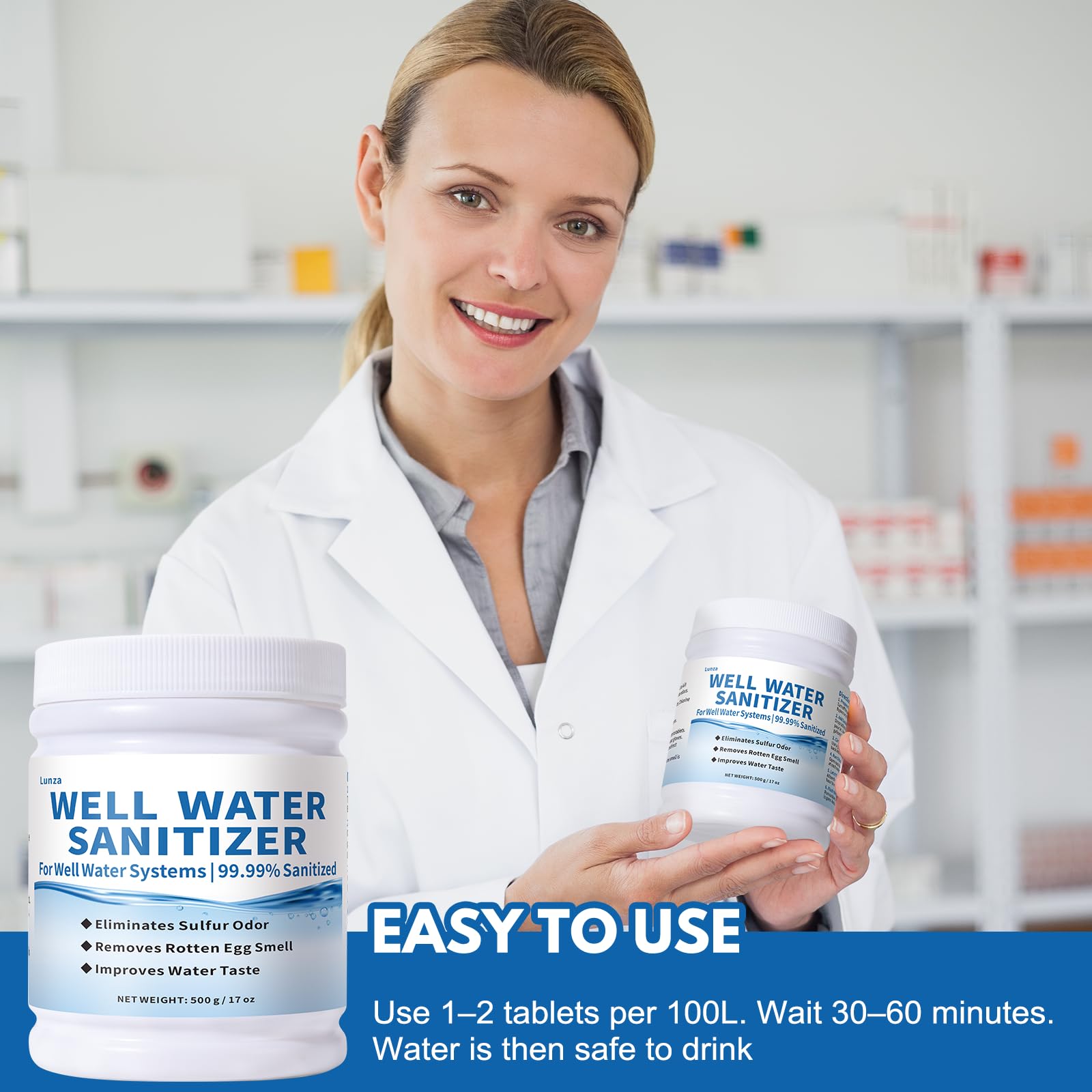 Item Form	Tablet Well Water Sanitizer Kit – 99.99% Well Cleaning Strength | Removes Sulfur Odors, Rotten Egg Smells & Iron Buildup | Non-Toxic, Food-Grade Safe | Ideal for Shallow and Deep Wells
