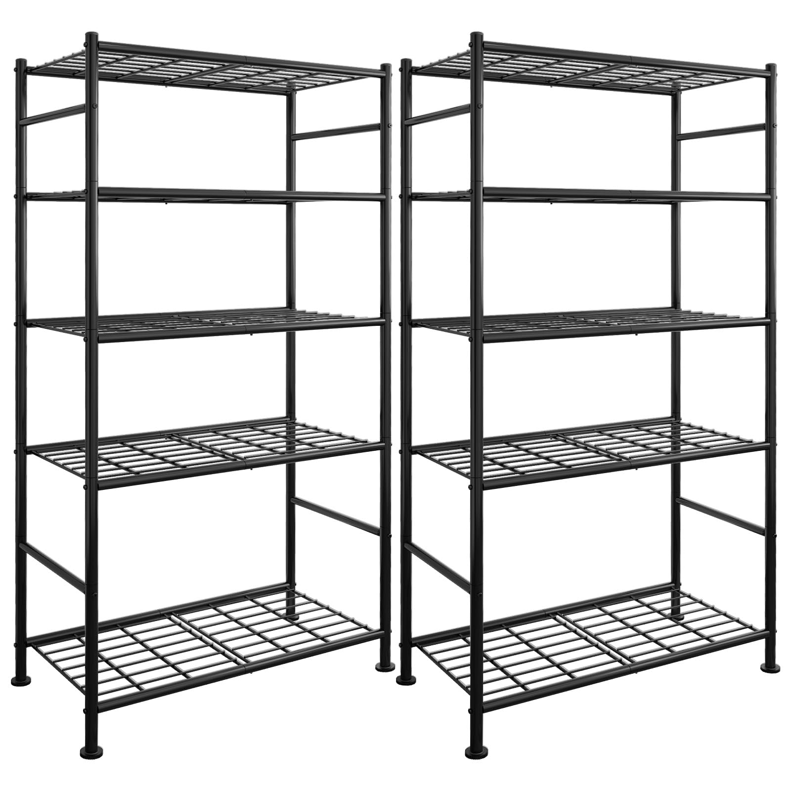 Storage Shelves - Set of 2, 5-Tier Large Metal Shelf Organizerlack