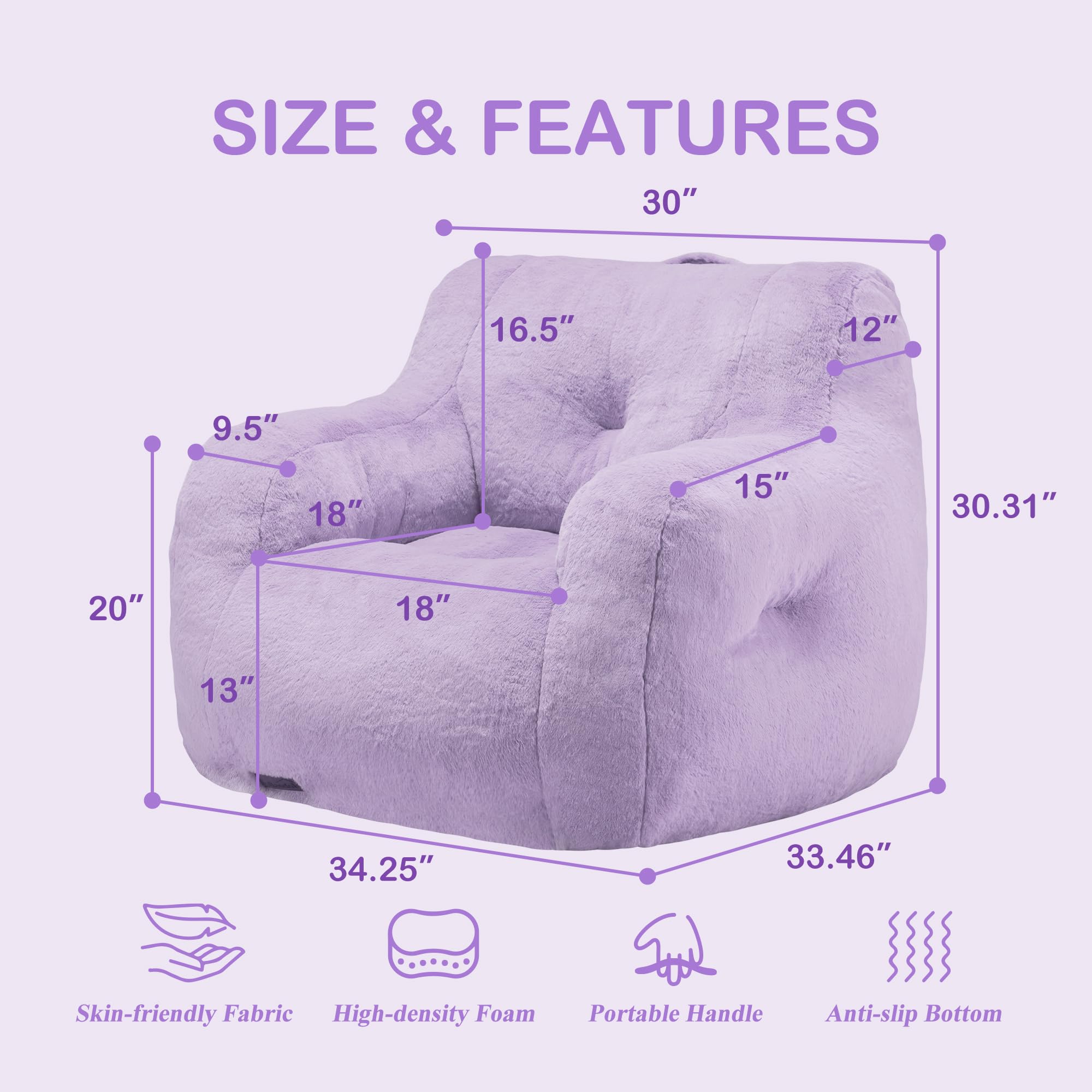 Small Bean Bag Chair with Arms
