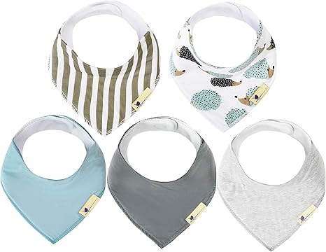 Magnetic Bandana Drool Bibs 5-pack - Magnetic Closure Baby Bibs