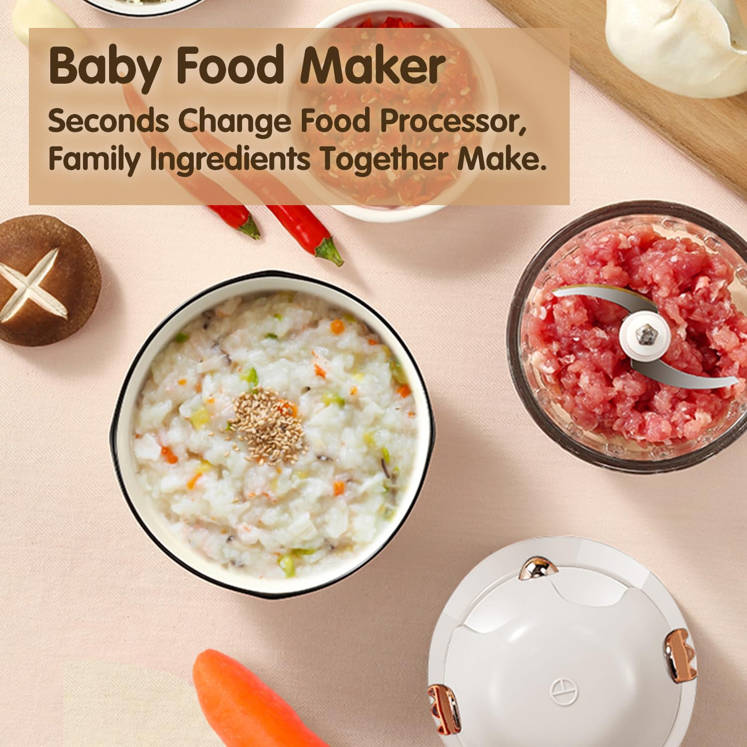 Baby Food Maker - Baby Food Processor with 2 Glass Bowls Baby Food Blender, Fruit, Vegatable, Meat, Baby Food Puree Maker Make Fresh and Nutritious Meals for Your Little One