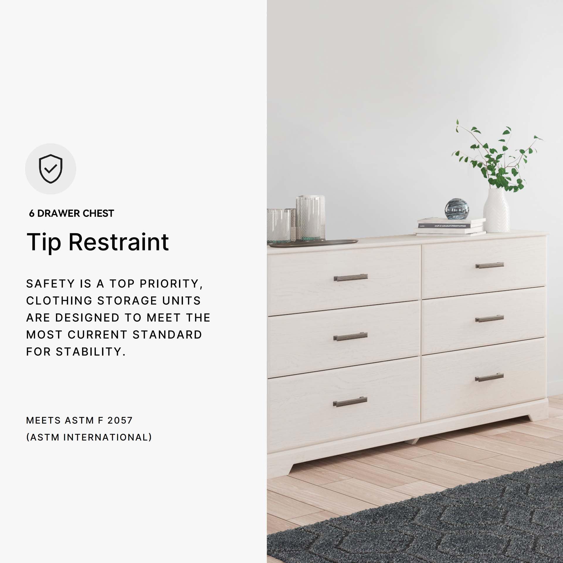6 Drawer Dresser White Modern Scandinavian Style