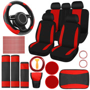 41 Pcs Black Red Car Accessories Set Automotive Seat Covers Steering