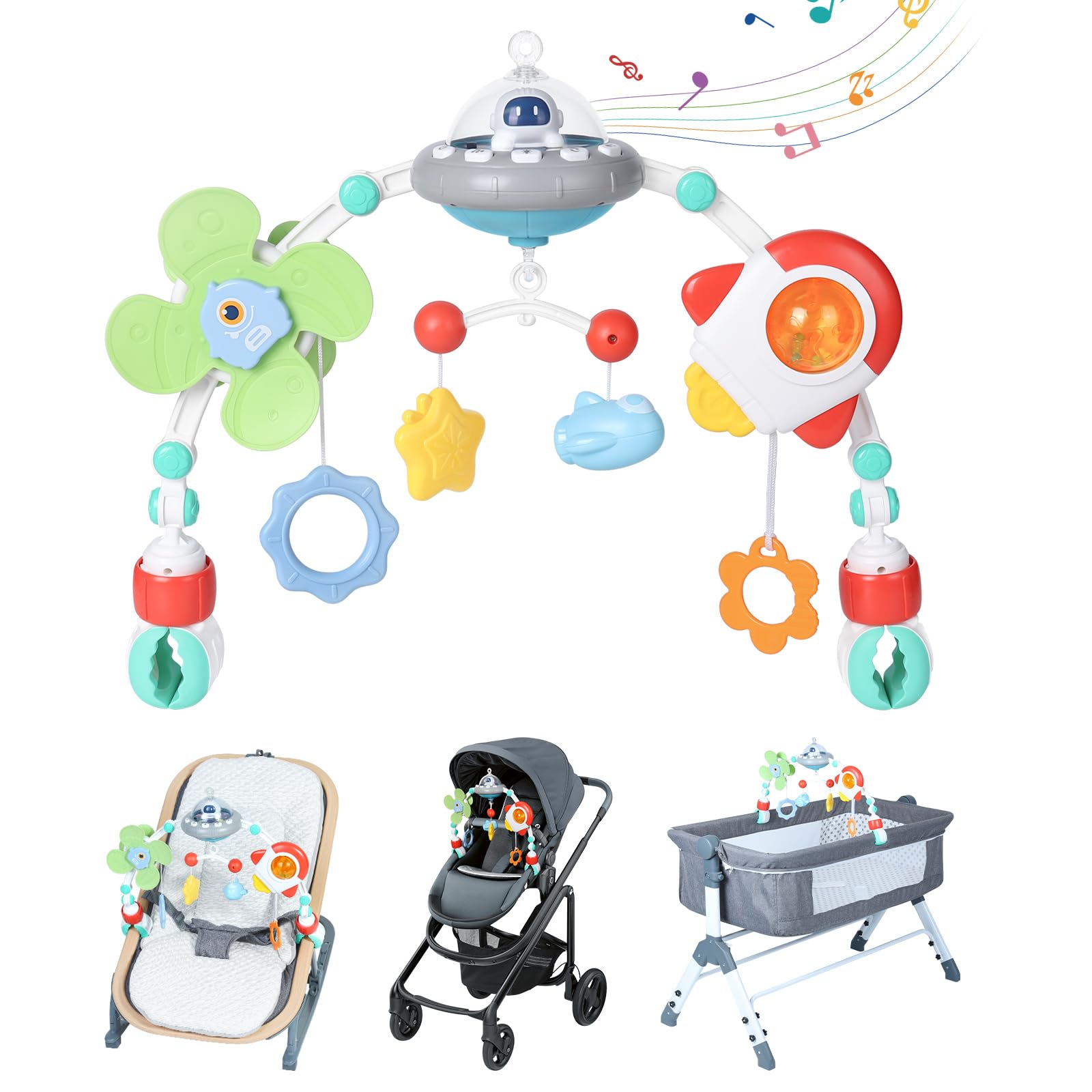 Stroller Arch Toy for Baby, Musical Carseat Toys Hanging