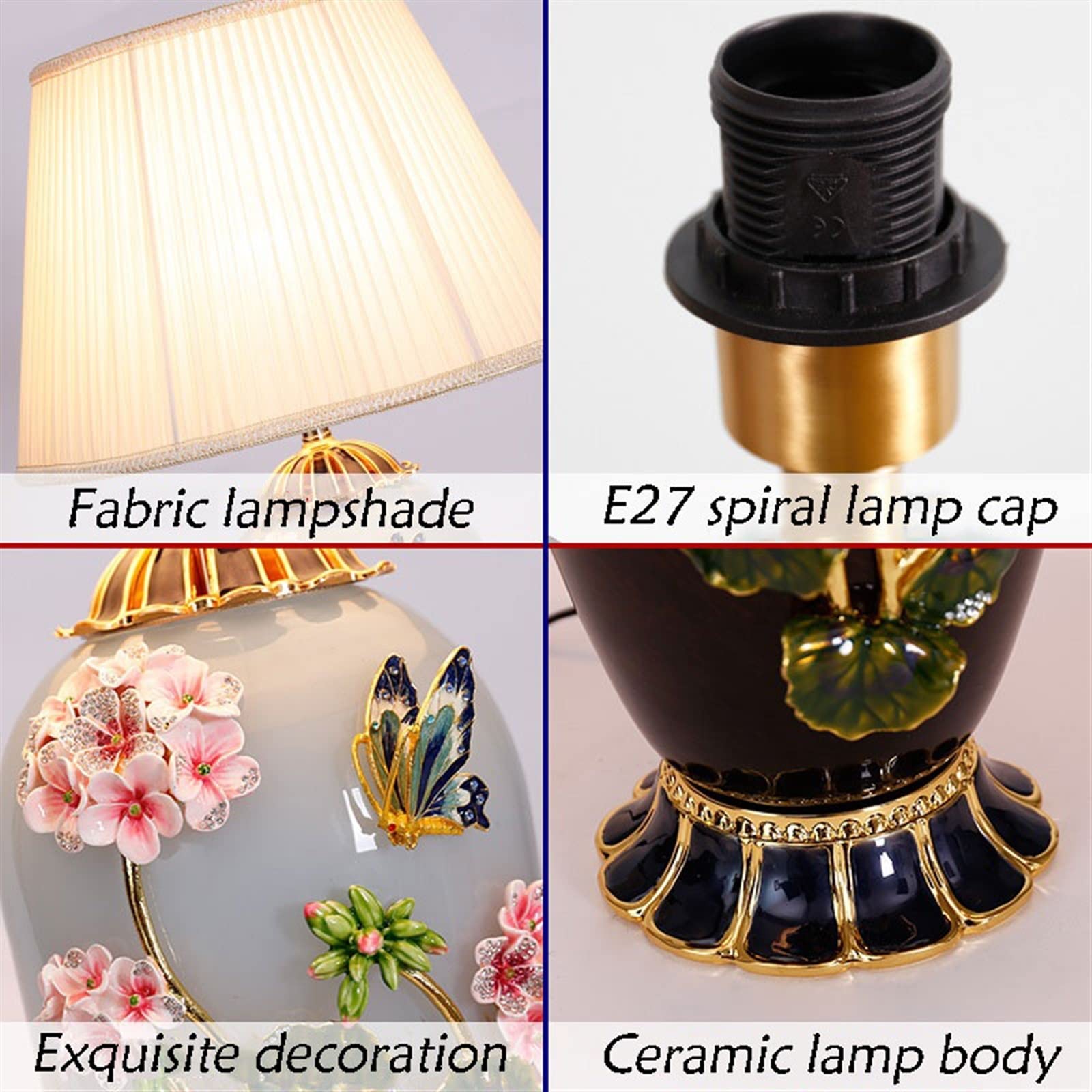 Ceramic Enamel Bedside Table Lamp 24.4 Inch