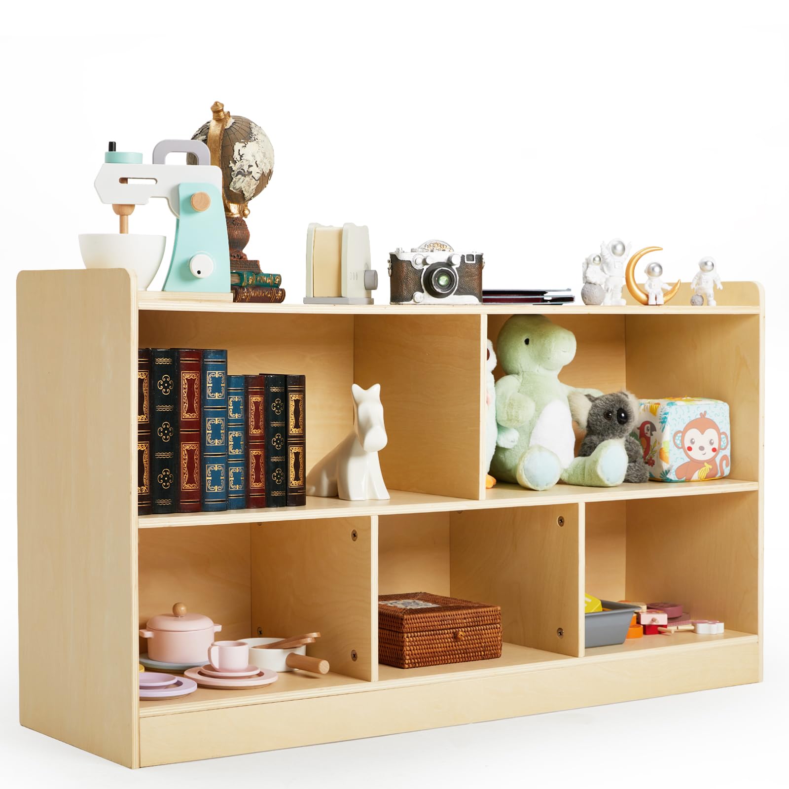 Montessori Shelf, Wooden Toy Storage Organizer for Books Toys, 2 Shelf Bookcase