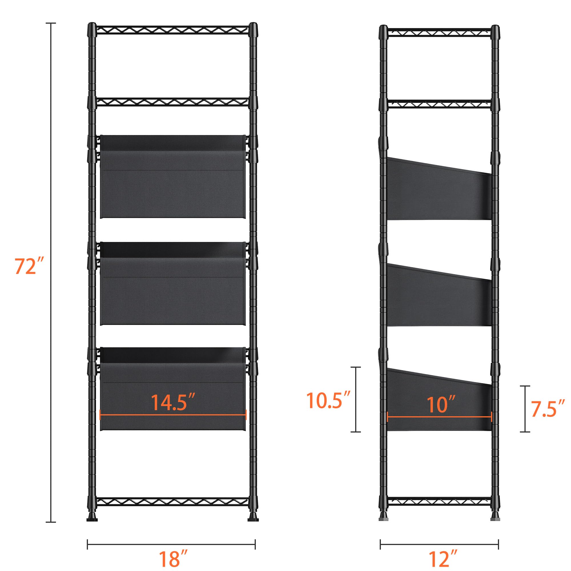 6-Tier Wire Storage Shelving Unit 72 Inch Adjustable Metal Rack