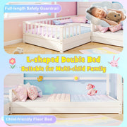 MAT EXPERT L Shaped Twin Beds for 2 Kids, Wooden House Platform Bed w/Window & Roof, Fence & Slats, Corner Montessori Bed Frame for Boys Girls Teens, Dorm Bedroom, No Box Spring Needed (White)