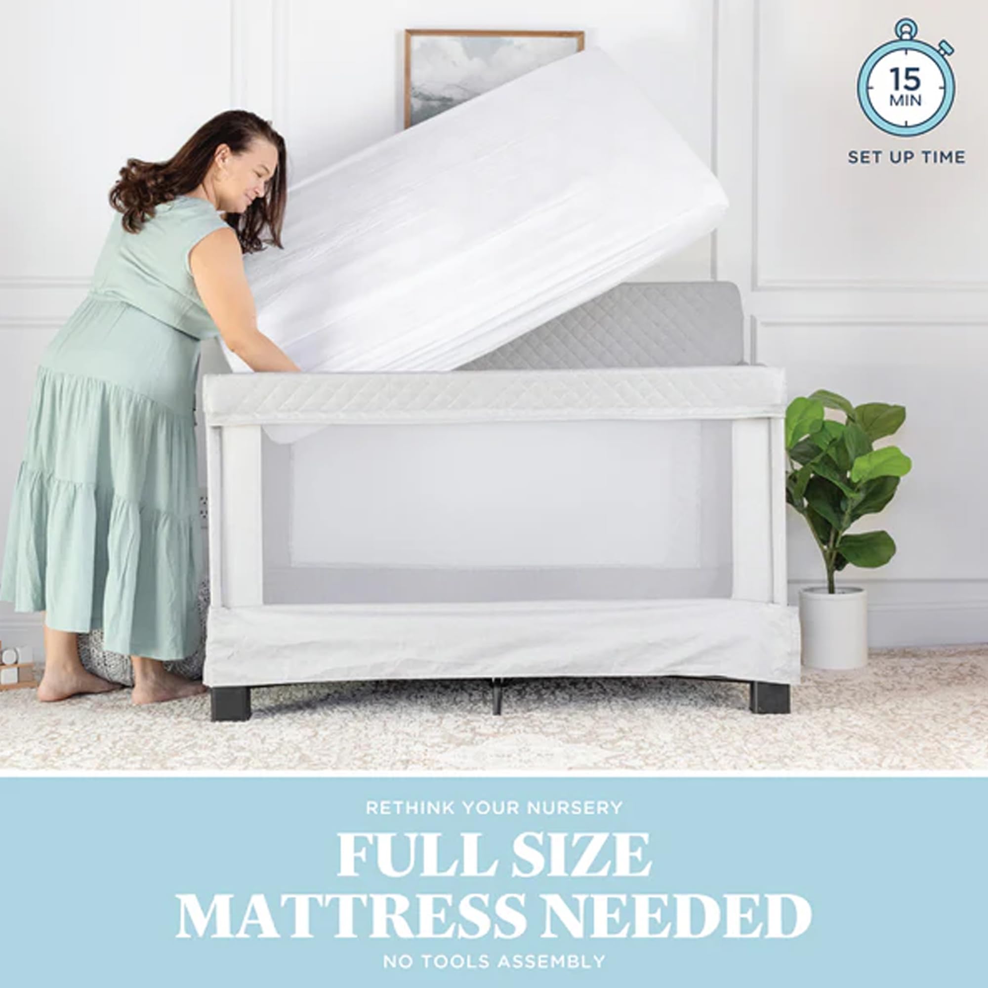 Full Size Mesh Crib with Breathable Walls
