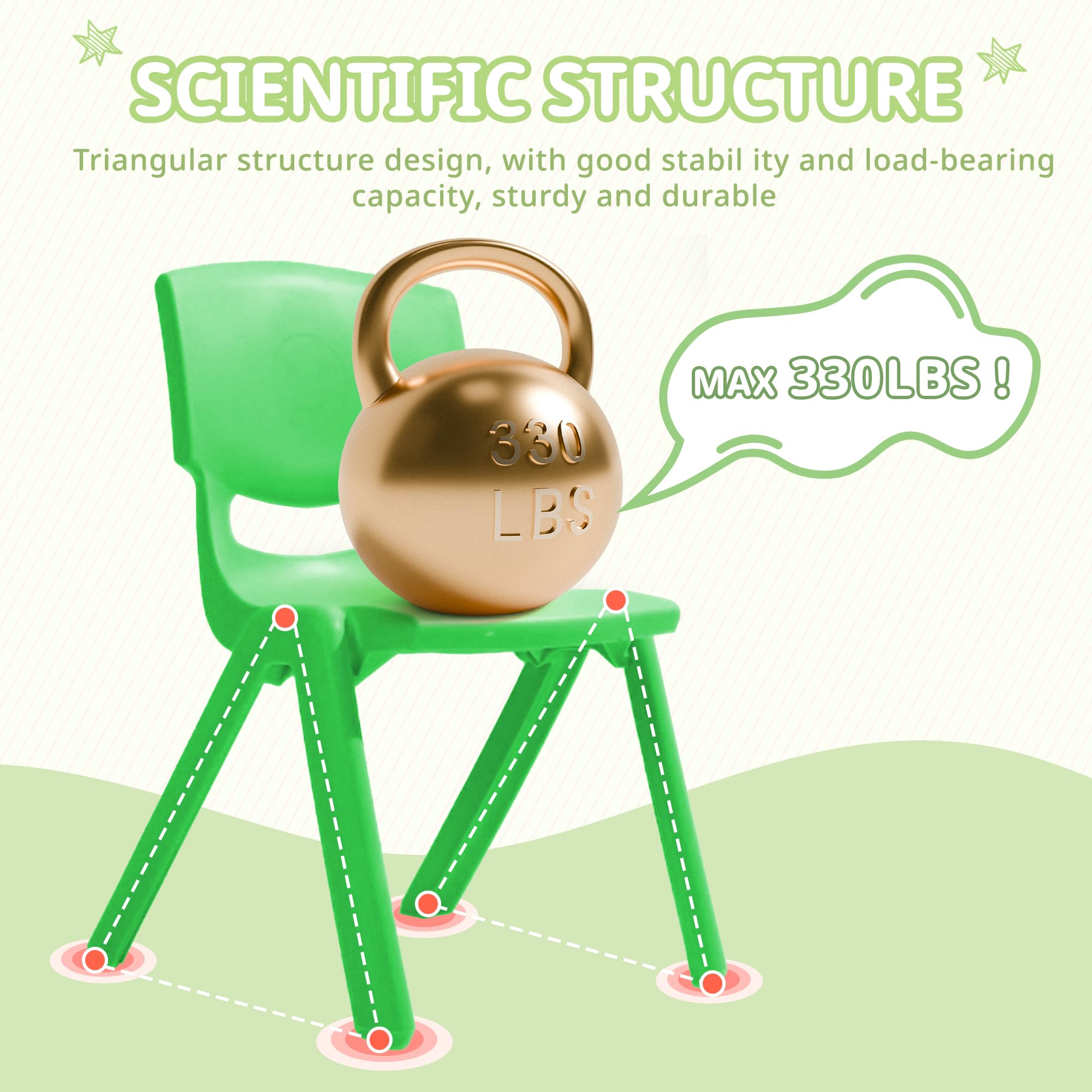Stackable Kids Chairs 12-Pack with 11 Inch Seat Height