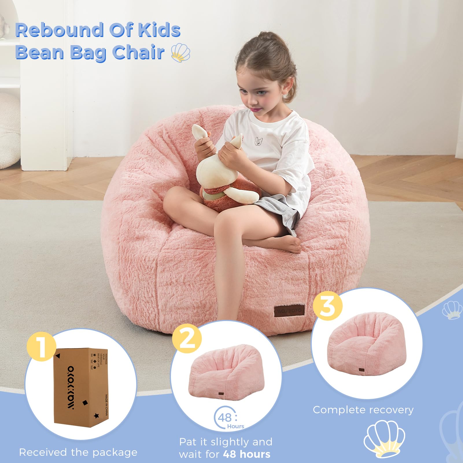 Shell Shaped Bean Bag Chair for Kids