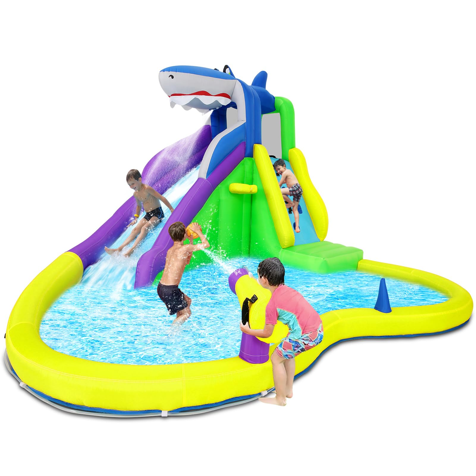 Inflatable Water Slide Bounce House with Pool and Climbing Wall