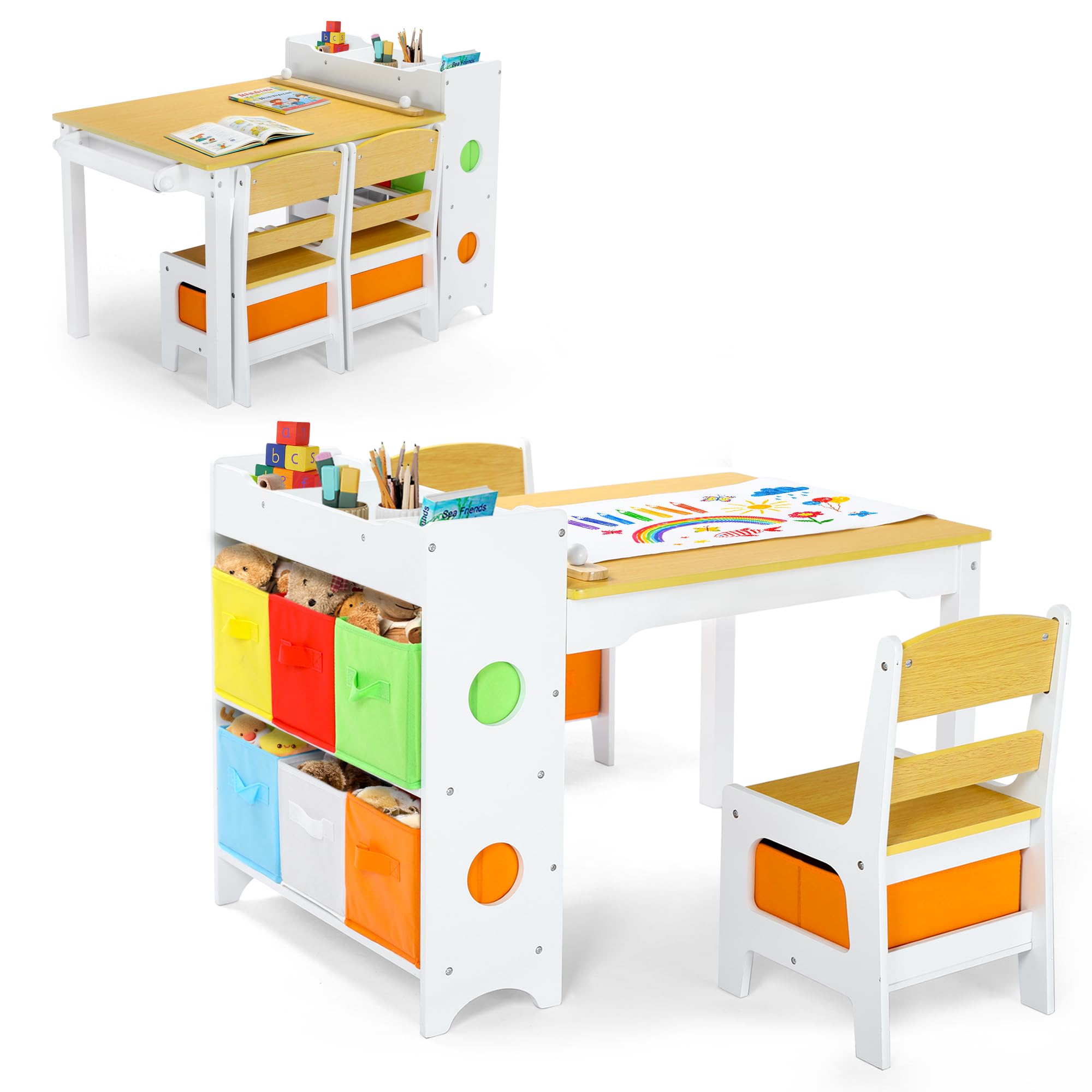 Kids Toddler Activity Table and Chair Set with Storage
