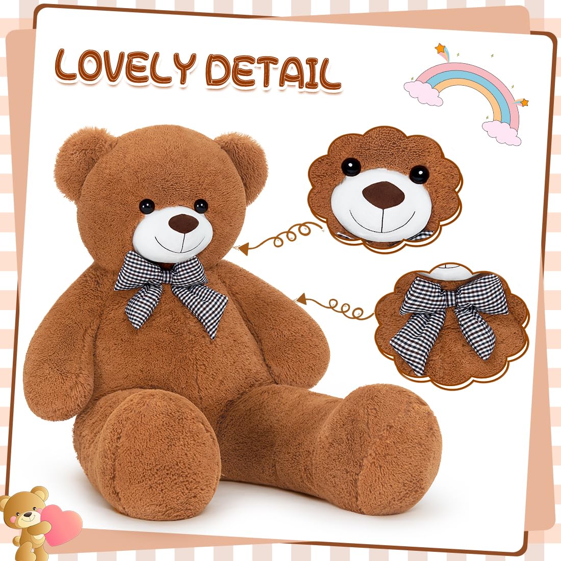 Giant Teddy Bear Stuffed Animals Plush Toy Cute Life Size Big Plush Teddy Bear for Kids
