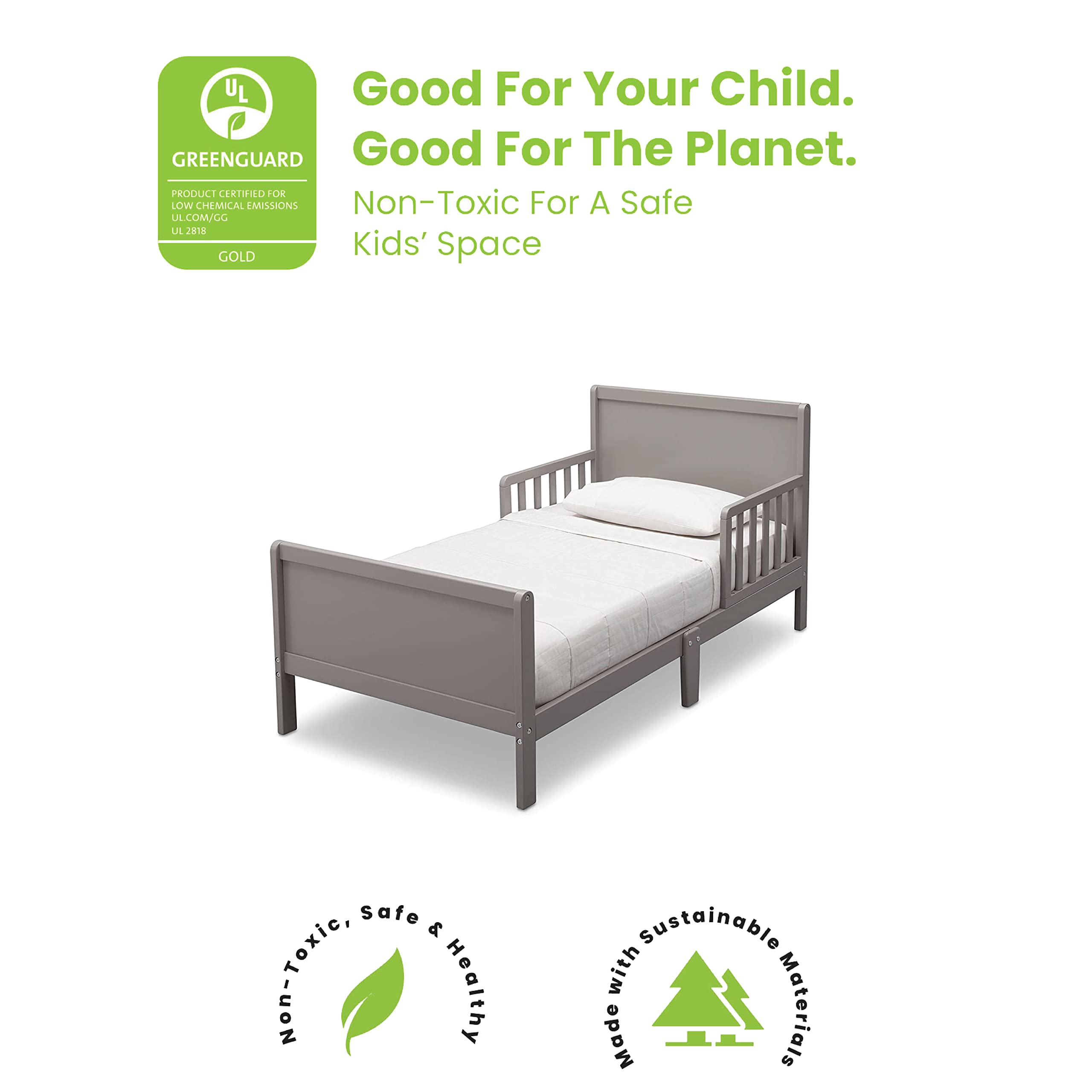 Fancy Wood Toddler Bed - Grey