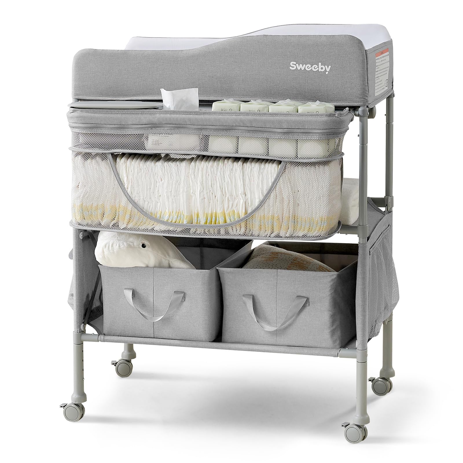 Baby Changing Table, Foldable Changing Table Dresser Changing Station