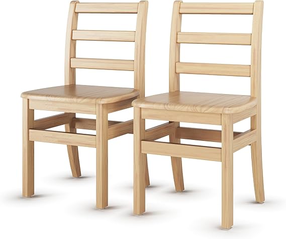 Little Innovators 16"; 2 Pack Kids Wooden Ladderback School Chairs