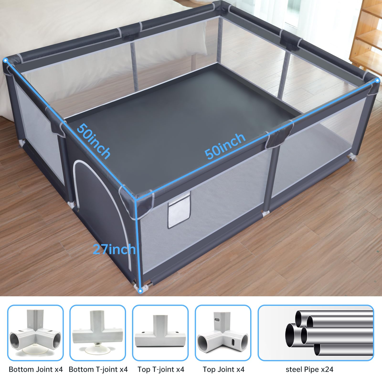 Baby Playpen 50x50 Inch Large Indoor Outdoor Play Yard