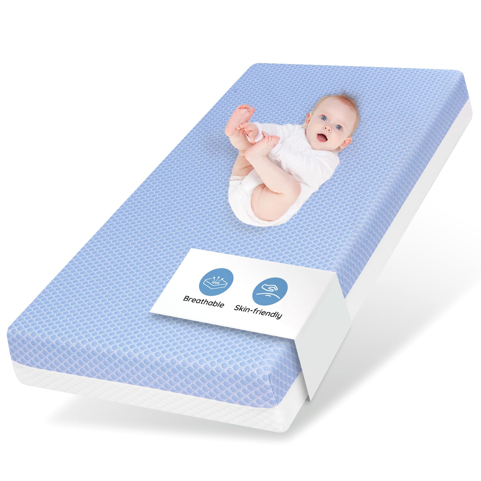 Dual Sided Memory Foam Crib Mattress with Washable Cover