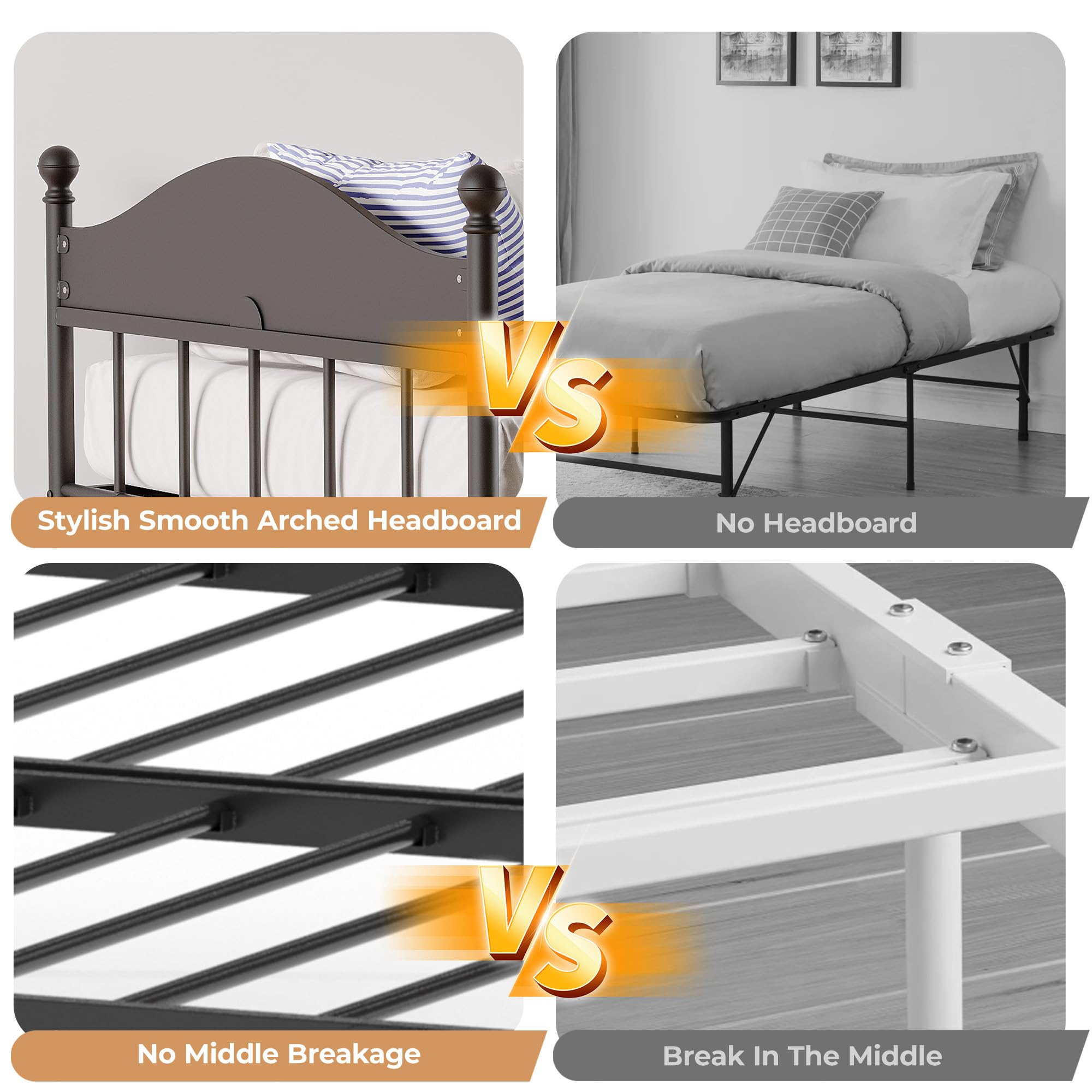 Metal Twin Daybed with Trundle and Stylish Headboard
